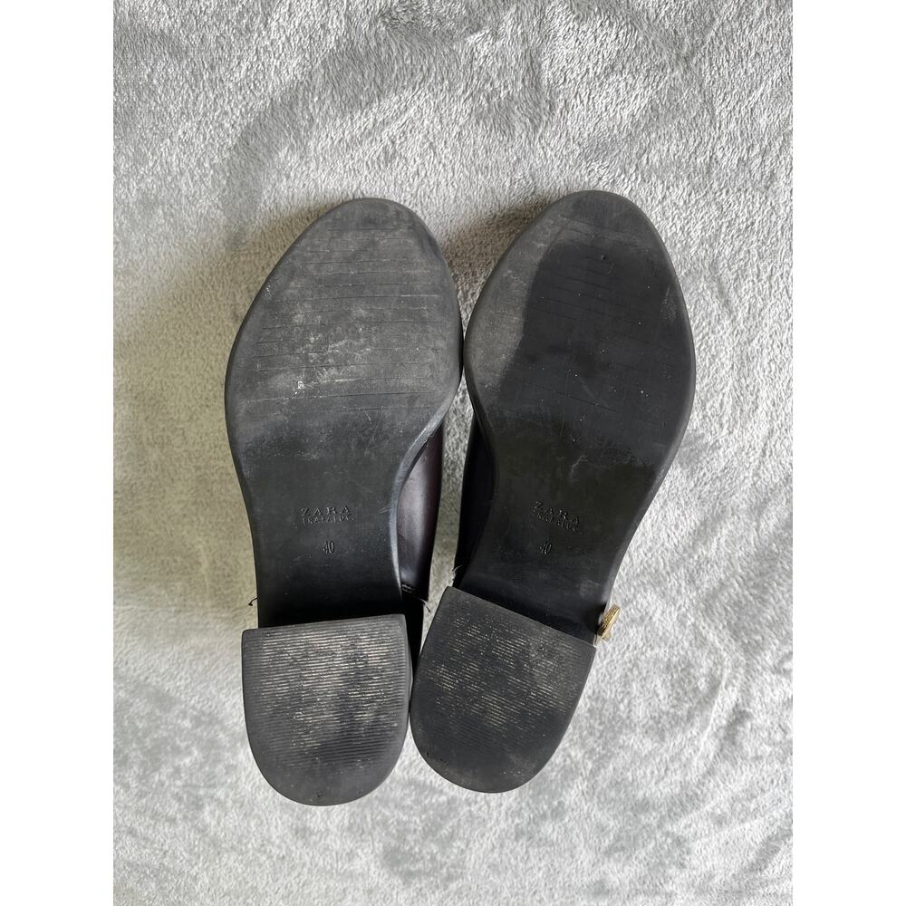 Zara Two Toned Ankle Boots EU 40 US 9 Brown Black‎ Zipper Moto Stacked Heel - Picture 11 of 14